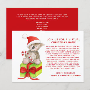 Virtual hashtag Christmas Ik spion spel beer op do Kaart