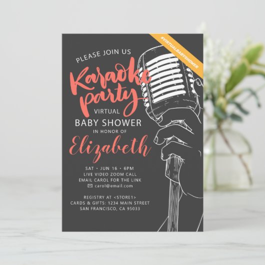 Virtual Karaoke Party Baby shower video Kaart (Staand voorkant)