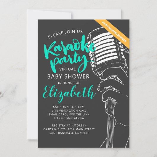 Virtual Karaoke Party Baby shower video Kaart (Voorkant)