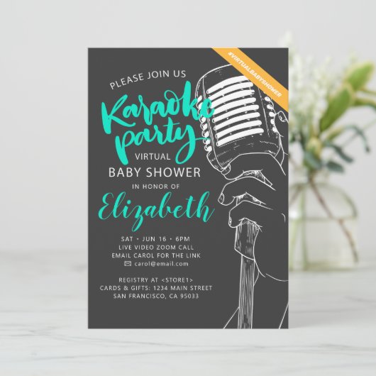 Virtual Karaoke Party Baby shower video Kaart (Staand voorkant)