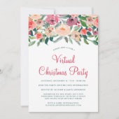 Virtual Kerstparty Winter Florals Greenery Kaart (Voorkant)