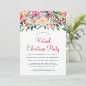 Virtual Kerstparty Winter Florals Greenery Kaart (Staand voorkant)