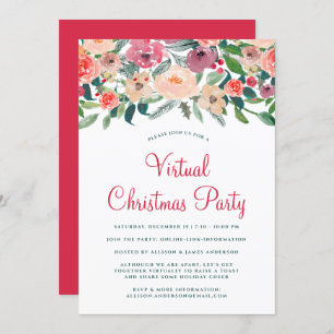 Virtual Kerstparty Winter Florals Greenery Kaart