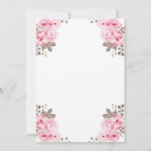 Virtual Little Pumpkin Pink Floral Baby shower Kaart (Achterkant)