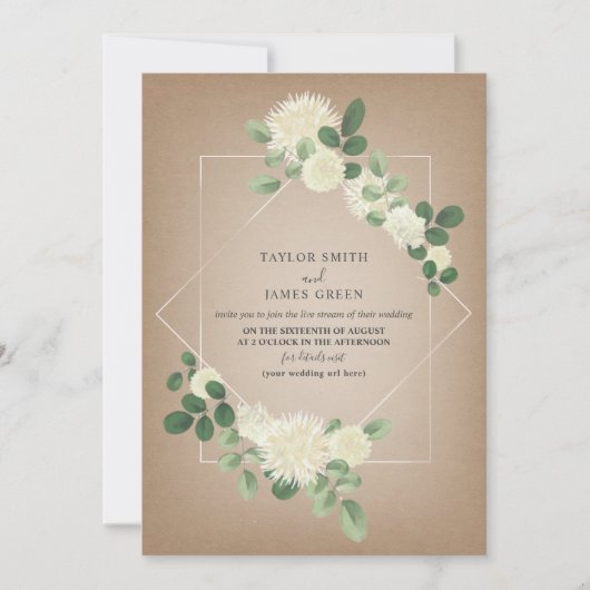 Virtual Live Stream Wedding Cardstock Botanical Kaart (Voorkant)