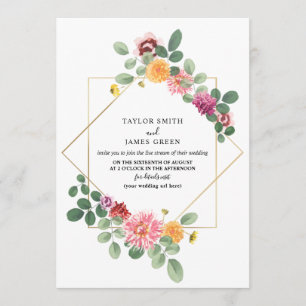 Virtual Live Stream Wedding Geometrische Boho Bloe Kaart