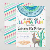 Virtual Llama Theme Birthday Party Kaart (Voorkant / Achterkant)