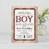Virtual Lumberjack Flannel Boy Baby shower nodigt  Aankondiging (Staand voorkant)