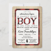 Virtual Lumberjack Flannel Boy Baby shower nodigt  Aankondiging (Voorkant)