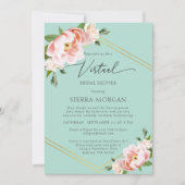 Virtual Mint Groen Blush Bloemen Goud Vrijgezellen Kaart (Voorkant)