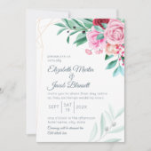 Virtual Modern Floral Wedding Rozen & Eucalyptus Kaart (Voorkant)