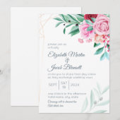 Virtual Modern Floral Wedding Rozen & Eucalyptus Kaart (Voorkant / Achterkant)