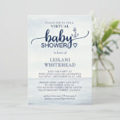 Virtual Nautical Ocean Baby shower Invitation Kaart (Staand voorkant)