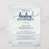 Virtual Nautical Ocean Baby shower Invitation Kaart (Voorkant / Achterkant)
