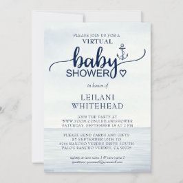 Virtual Nautical Ocean Baby shower Invitation Kaart