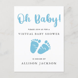Virtual Oh Baby Blue Baby Feet Baby Boy Shower Uitnodiging Briefkaart