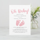 Virtual Oh Baby Girl Douche Roze Voeten Kaart (Staand voorkant)