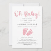 Virtual Oh Baby Meisje Douche Roze Baby Voeten Een Kaart (Voorkant)