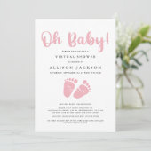 Virtual Oh Baby Meisje Douche Roze Baby Voeten Een Kaart (Staand voorkant)