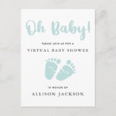 Virtual Oh Baby Mint Green Baby Feet Baby shower Uitnodiging Briefkaart (Voorkant)