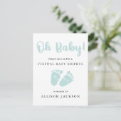 Virtual Oh Baby Mint Green Baby Feet Baby shower Uitnodiging Briefkaart (Staand voorkant)