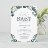 Virtual Online Baby shower Navy Blue Sage groen Kaart (Staand voorkant)