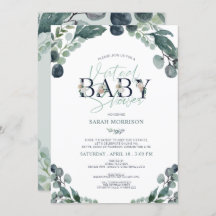 Virtual Online Baby shower Navy Blue Sage groen