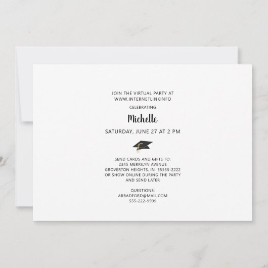 Virtual Online Graduation Party Script Foto Zwart Kaart (Achterkant)