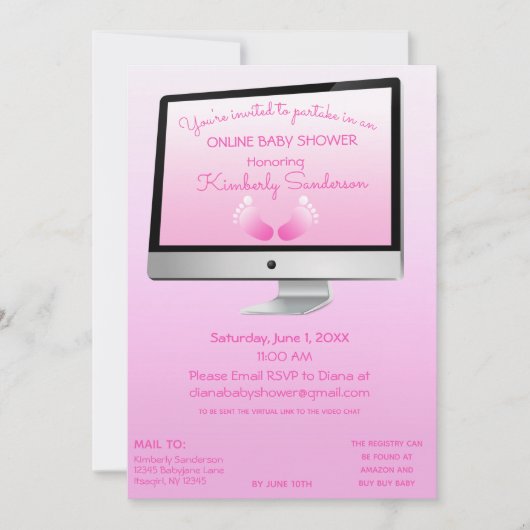 Virtual Online Lange Afstand Douche Baby Meisje Vo Kaart (Voorkant)