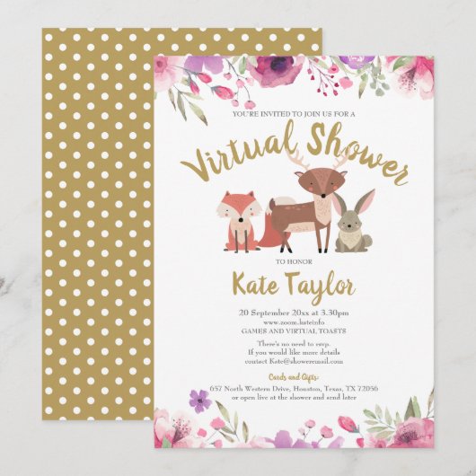 Virtual Online Long Distance Baby shower by Mail Kaart (Voorkant / Achterkant)