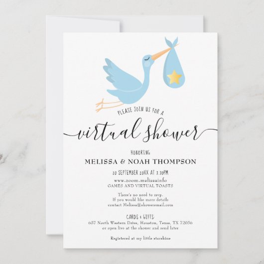 Virtual Online Long Distance Baby shower Sprinkle Kaart (Voorkant)