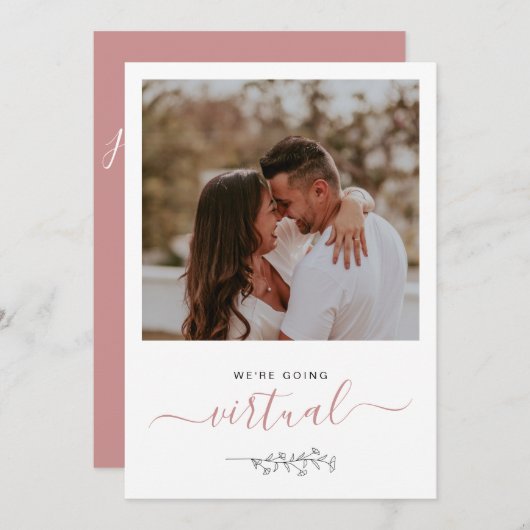 Virtual Online Rustic Photo Wedding Invitation (Voorkant / Achterkant)