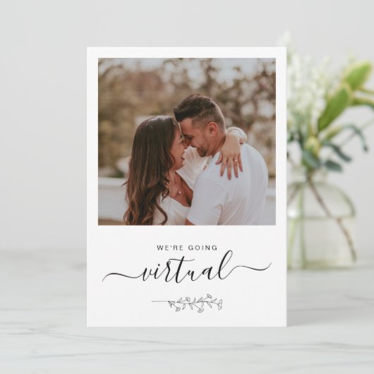 Virtual Online Rustic Photo Wedding Invitation (Staand voorkant)