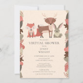 Virtual Online Woodland Animals Baby shower Kaart (Voorkant)