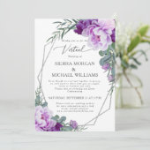 Virtual Paarse & zilveren bloemige eucalyptus brui Kaart (Staand voorkant)