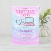 Virtual Party Invite, Quarantine Birthday Invite Kaart (Staand voorkant)