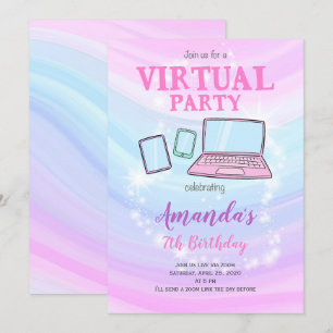 Virtual Party Invite, Quarantine Birthday Invite Kaart