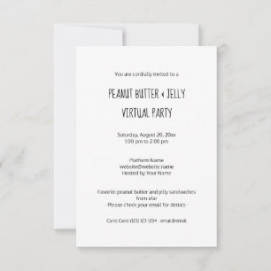 Virtual Peanut Butter en Jelly Party Invitation