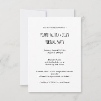 Virtual Peanut Butter en Jelly Party Invitation