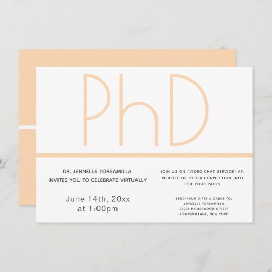 Virtual PhD-graad White Cream Grey Afstuderen Kaart (Voorkant / Achterkant)