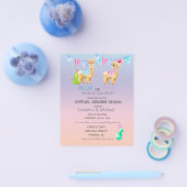 Virtual Pink Blue Llama Waterverf Gender onthullin Flyer (Enkel)
