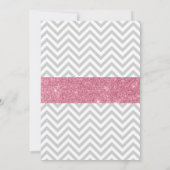 Virtual Pink Elephant Chevron Glitter Baby shower Kaart (Achterkant)