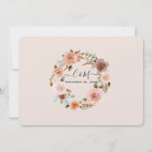 Virtual Pink Floral Waterverf Wreatding Wedding Kaart (Achterkant)