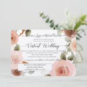 Virtual Pink Floral Waterverf Wreatding Wedding Kaart (Staand voorkant)