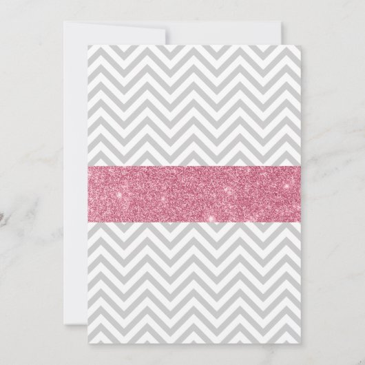 Virtual Pink Llama Chevron Glitter Baby shower Kaart (Achterkant)