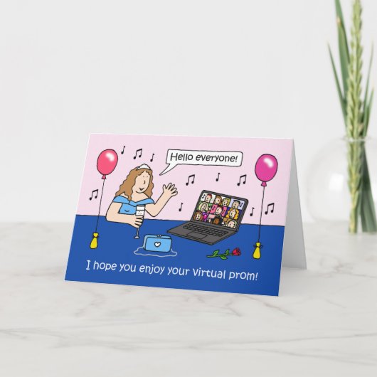 Virtual Prom Night Covid 19-Cartoon Kaart (Voorkant)