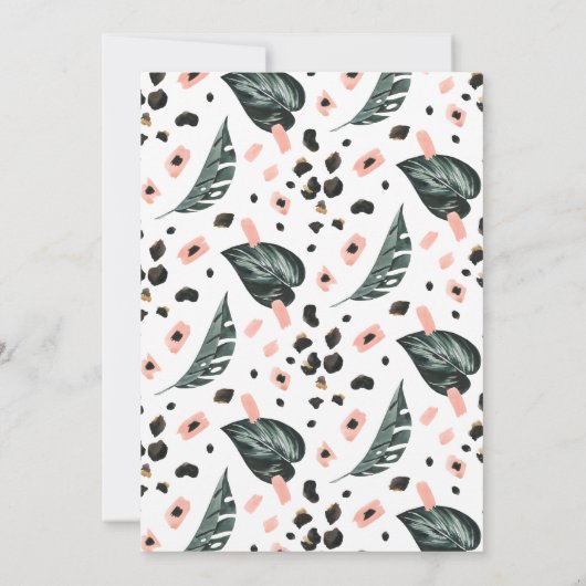 Virtual Prom Party | Roze Bloemen Tropisch groen Kaart (Achterkant)