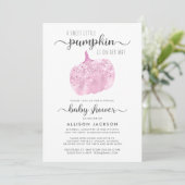 Virtual Pumpkin Pink Glitter Sparkle Baby shower Kaart (Staand voorkant)