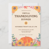 Virtual Pumpkin Sunflower Thanksgiving Dinner Kaart (Voorkant)