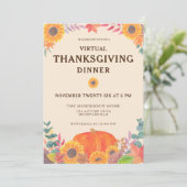 Virtual Pumpkin Sunflower Thanksgiving Dinner Kaart (Staand voorkant)